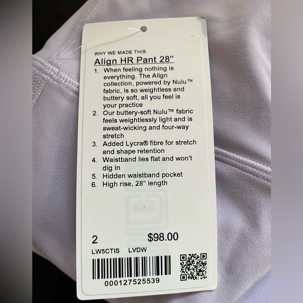 Brand new never worn Lulu HR Align pant